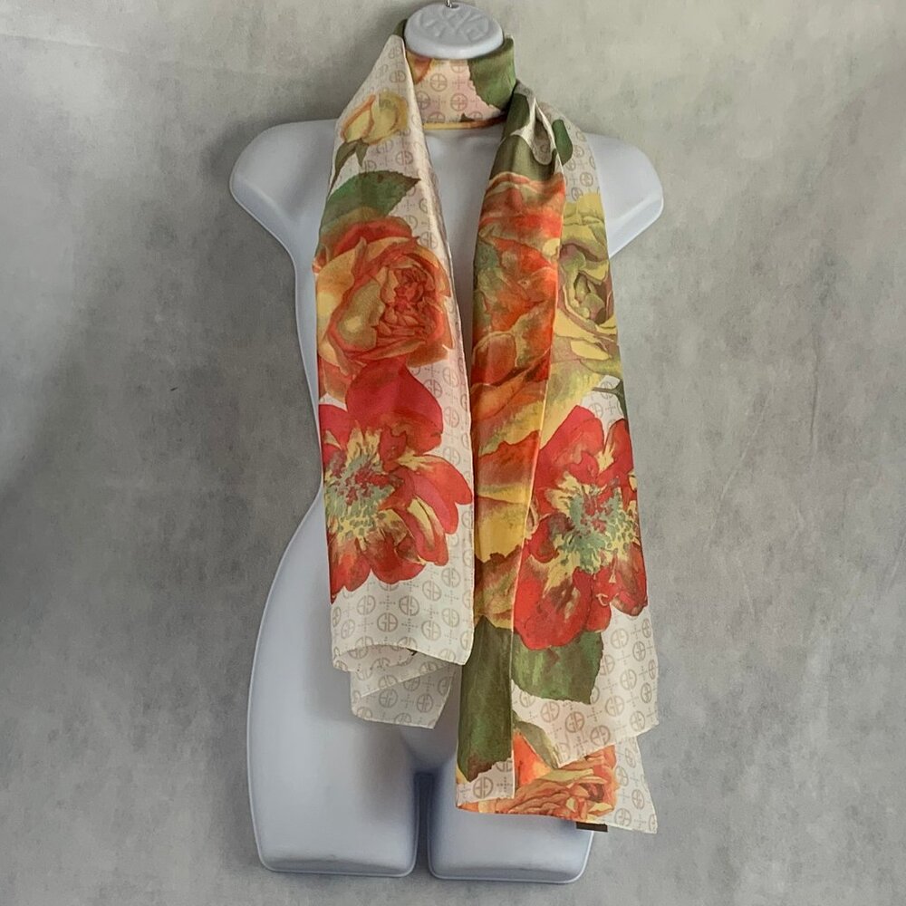 Giani Bernini Women's Peony Logo Oblong Floral Scarf, Lemon, One Size